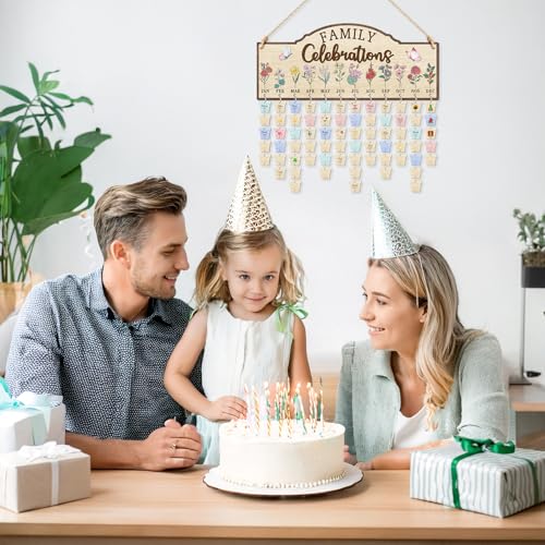 Wooden 3D Family Celebrations Birthday Calendar Wall Hanging