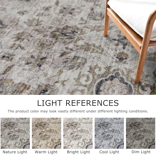Washable Area Rug 5x7 Living Room Grey