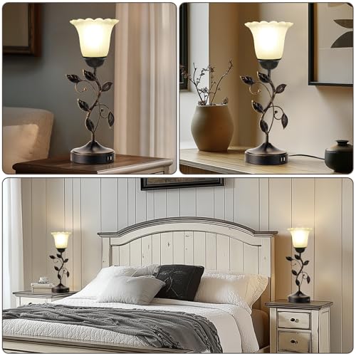 Set of 2 Touch Bedside Vintage Lamps with 2 USB C+A (2 Count)