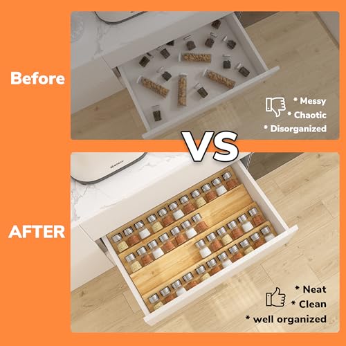 Bamboo Spice Drawer Organizer with Non (8 Count)