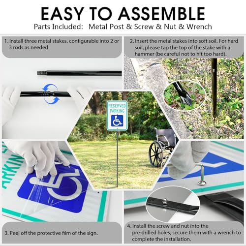 Large Reserved Parking Sign with 54" Metal Thick Stake (2 Count)