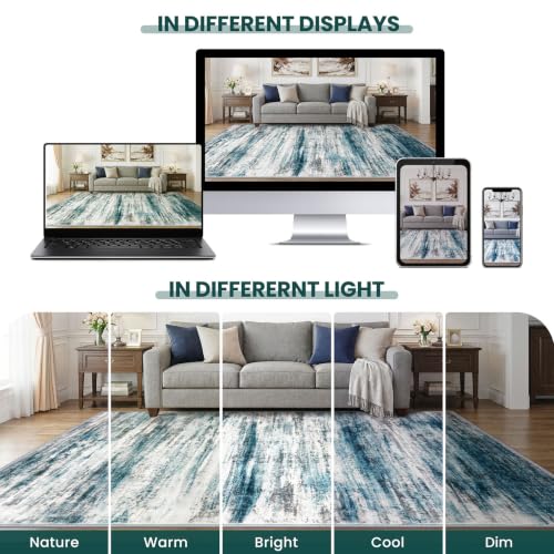 Modern Runners for Hallways 2x12 Washable Rug Runner Blue