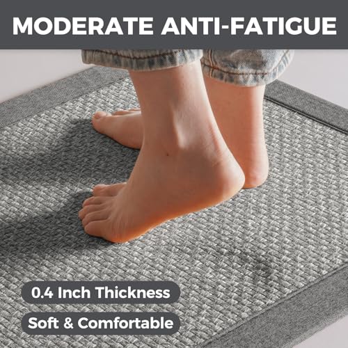 Kitchen Rugs Non Slip Washable Kitchen Mat Anti Fatigue Gray 17"x59" (6.96 Sq Ft)