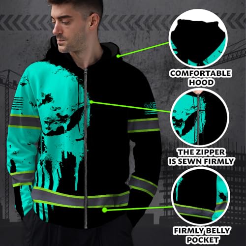 Hi Vis Reflective Zip Up Hoodie