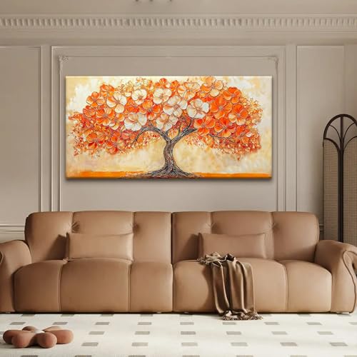 Canvas Art Wall Decor Orange Tree Abstract Wall Art For Living Room Picture Modern Landscape Abstract Art Painting Home Wall Decor 24" X 48" Bedroom Office Artwork
