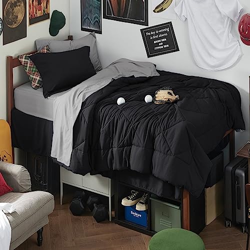 Twin XL Bed in a Bag Reversible 5 Pieces Black