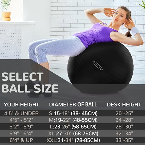 Anti Burst and Slip Resistant Exercise Ball Yoga Ball Fitness Ball Birthing Ball with Quick Pump