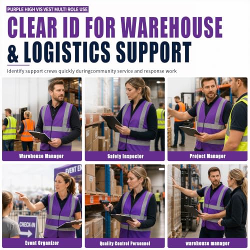 Logo Print 6XL 7XL 8XL big and tall Purple High Visibility Vest