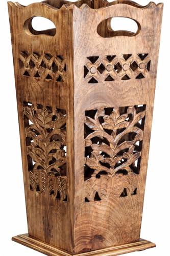 Antique Wooden Umbrella Stand & Walking Cane Holder for Home