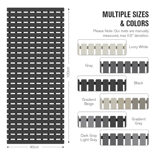 Bath Tub Shower Mat Non Slip Bathtub Mats for Bathroom Shower Floor Mat Bath Mats for Shower Tub Anti Slip Shower Mat with Drain Hole and Large Suction Cups