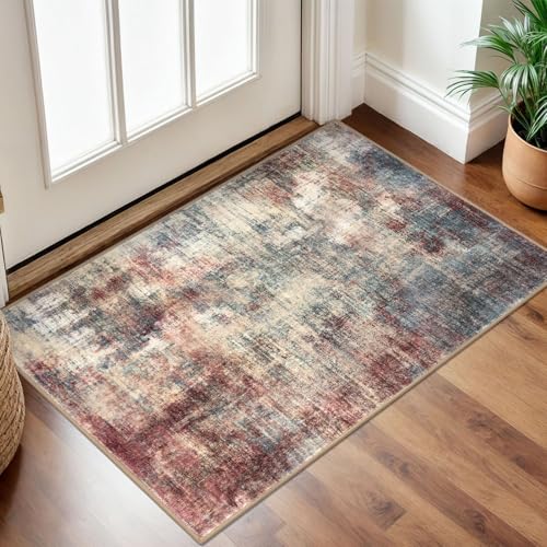 Small Abstract Area Rug 2x3 Ft Entryway Rugs Washable Door Mat Indoor Entrance (6 Sq Ft)