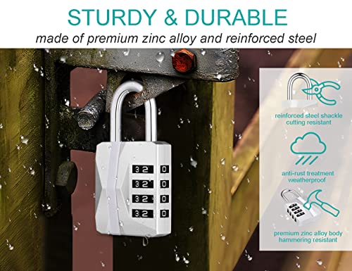 Locker Lock 4 Digit Combination Lock Gym Lock & White Code