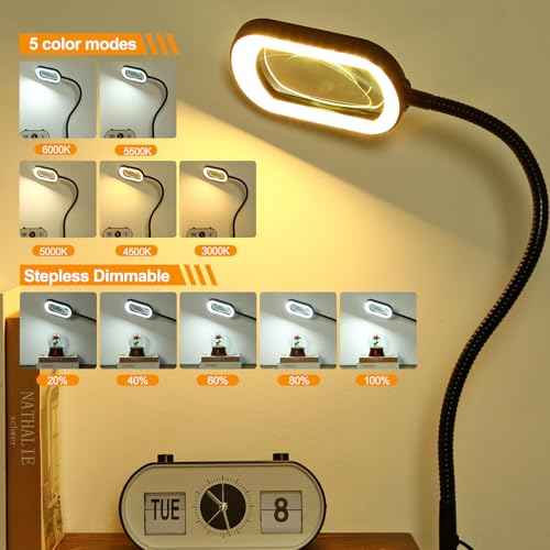 12X Magnifying Glass with Light and Stand