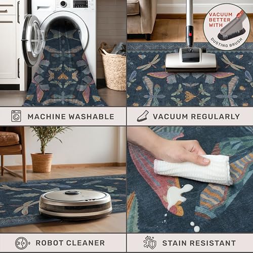 Dark Blue Vintage Hallway Runner Rug 3x12 (36 Sq Ft)