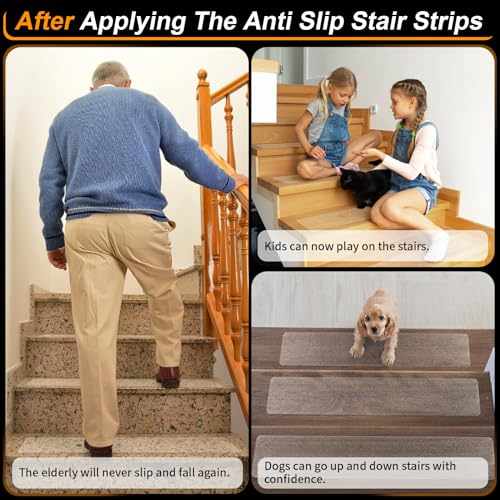 Clear Non Slip Stair Treads for Wooden Steps Indoor 5 Pack 4" x 40" Pre