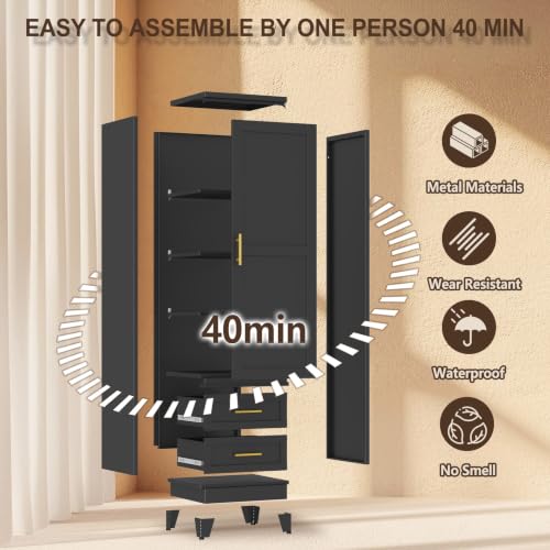 67" Tall Narrow Metal Storage Cabinet