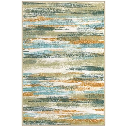Washable Abstract Rugs for Entryway 3x5 Area Rug Non Slip Door Mat (15 Sq Ft)