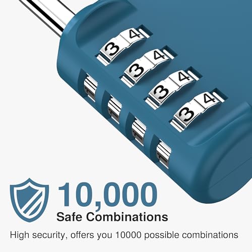 2 Combination Lock Locker 4 Digits Combo Padlock Gym Peacock Blue (2 Count)