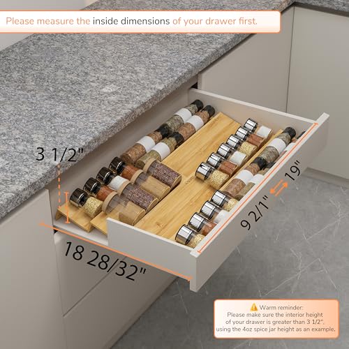 Bamboo Spice Drawer Organizer with Non (8 Count)