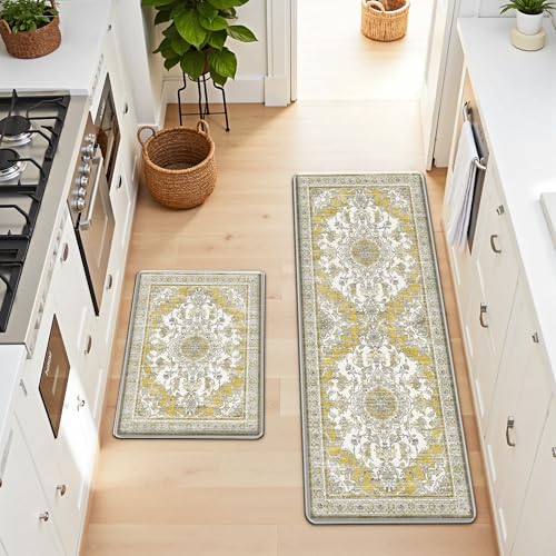 Boho Kitchen Mats for Floor 2PC Anti Fatigue Kitchen Rugs (2 Count)