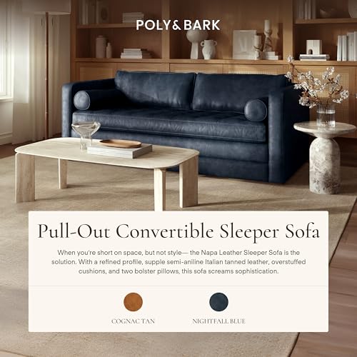 Napa 82" Leather Pull‑Out Sleeper Sofa
