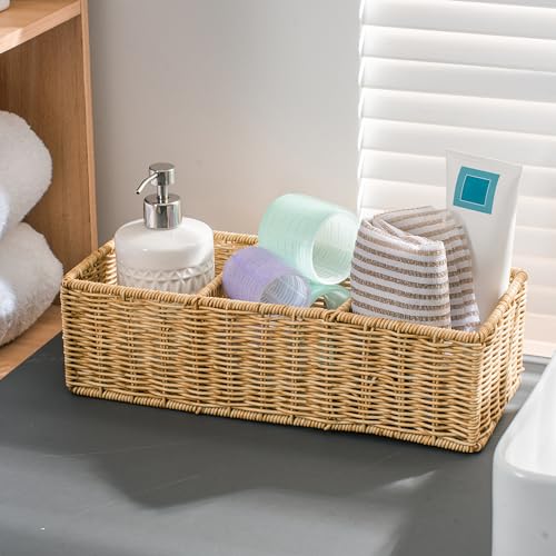 Wicker Basket With 3 Compartments