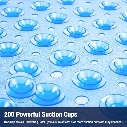 Extra Long Bathtub Mat Non Slip Bath Mat Clear Blue 40"x16" Full