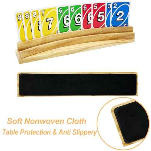 Card Holders for Playing Cards Set of 2 Soild Wood Cards Holders for Kids Seniors Adults