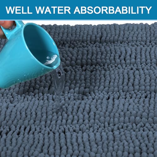 Bathroom Rug Sets 2 Piece Bath Mats Non Slip Thick Soft Chenille Striped Bath Rug achine Washable Shower Floor Rugs for Tub (7.22 Sq Ft)