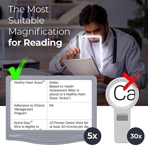 Patented 5X Large LED Page Magnifier with Detachable Stand