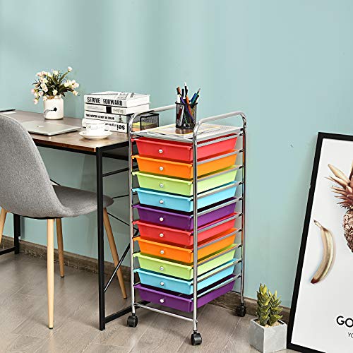 10 Drawer Rolling Storage Cart Scrapbook Paper Office School Organizer