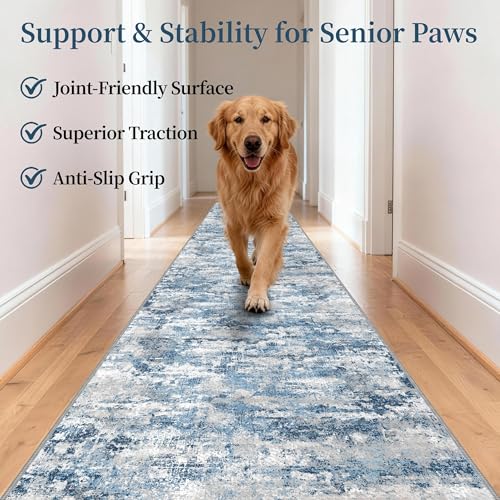 Long Hallway Runner Rug 2.6x16ft Textured Non Slip for Dogs (41.6 Sq Ft)