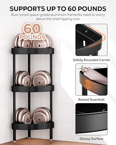 3 Tier Aluminum Corner Shower Caddy Standing Rustproof
