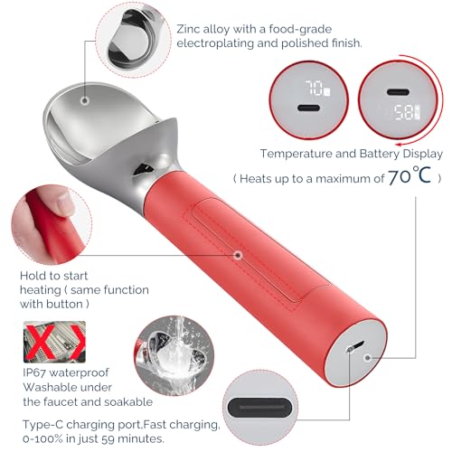 Heated Ice Cream Scoop Rechargeable