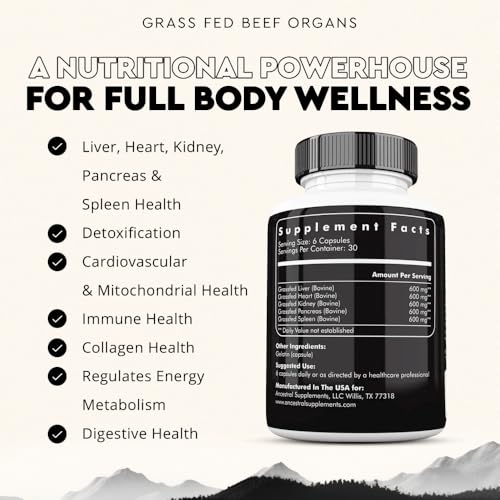 Grass Fed Primal Beef Organ Supplement (180 Count)