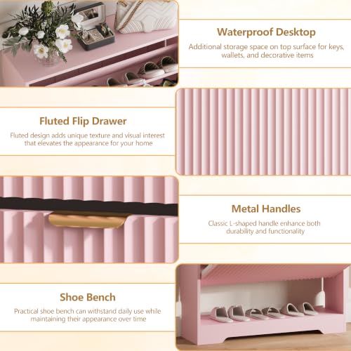 Shoe Cabinet Storage for Entryway with 2 Flip Drawer