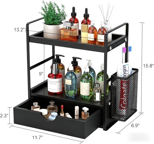Bathroom Counter Organizer with Basket