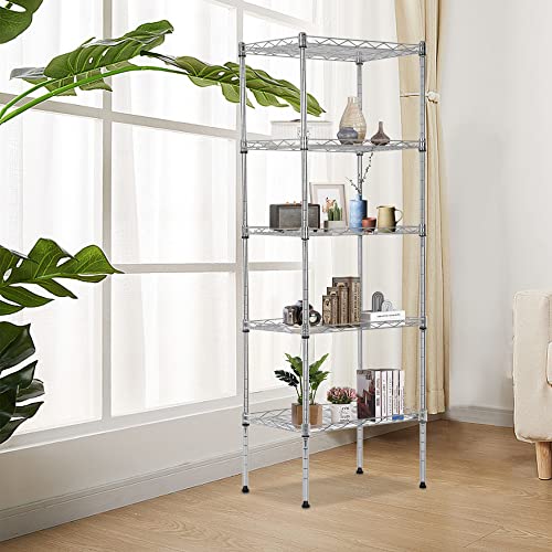 5 Tier Wire Shelving Adjustable Metal Shelves 17L x 12W x 48H NSF Pantry Shelves Storage Rack Shelving Units for Kitchen Garage Small Places Commercial