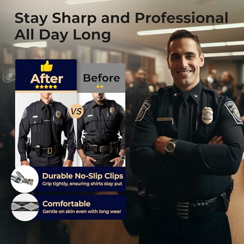 Shirt Stays wtith Non Slip Metal Clips Comfortable & Durable Elastic Bands Easy to Attach Great for Professionals
