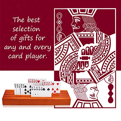 Wooden Playing Card Holder Set of 2 Solid Card Tray Rack Organizer for Kids Seniors Adults
