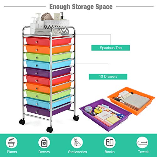 10 Drawer Rolling Storage Cart Scrapbook Paper Office School Organizer