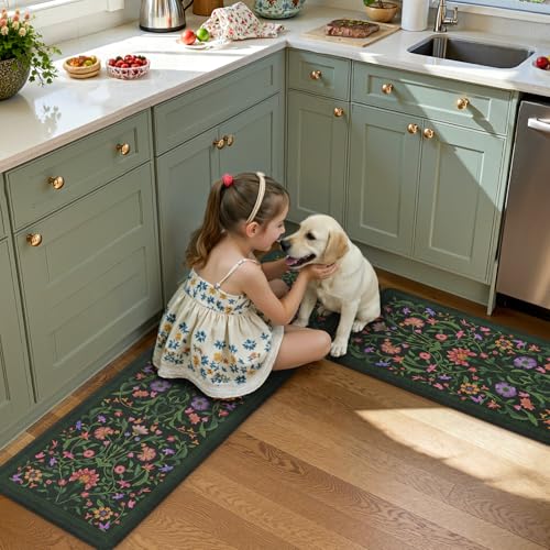 Green Anti Fatigue Kitchen Mats