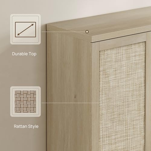 31.2" Wide Rattan Shoe Storage Cabinet for Entryway with 2 Doors