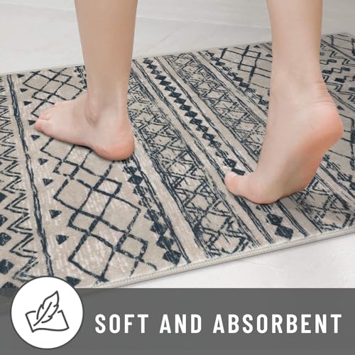 Boho Kitchen Rug 2x5 Light Brown Black Moroccan Washable Runner Rug