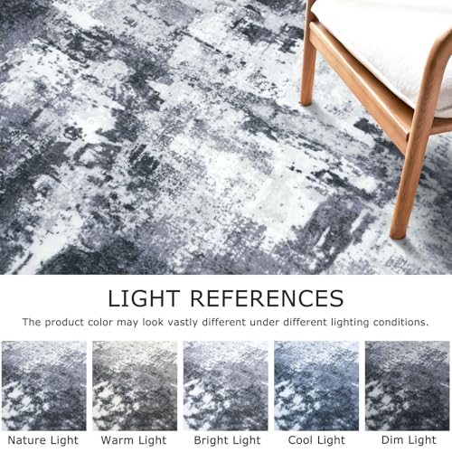 Modern Abstract Rug Runner for Hallway 2x8 Grey