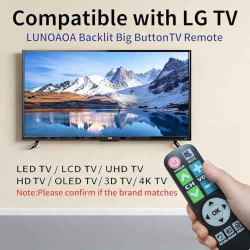 Backlit Big Button TV Remote Replacement for LG TV with Cover & Hook