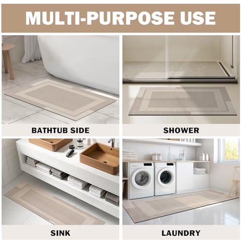 Non Slip Bath Mat Long Ultra Thin Bathroom Rugs Runner Fit Under Door (5.48 Sq Ft)