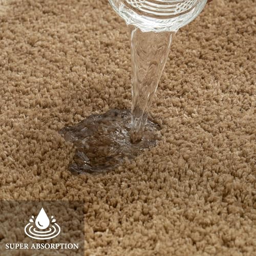 Light Brown Bathroom Runner Rugs Soft Microfiber Bath Mat 16x60 Inch (9.6 Sq Ft)