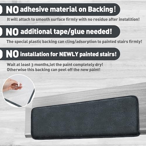 Bullnose Carpet Stair Treads Ultra Plush Dark Gray 7 Pcs (16.6 Sq Ft)