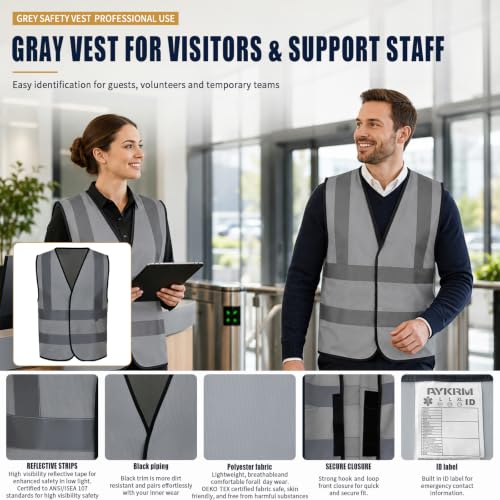 Personalized Construction Vest Gray with Team Text